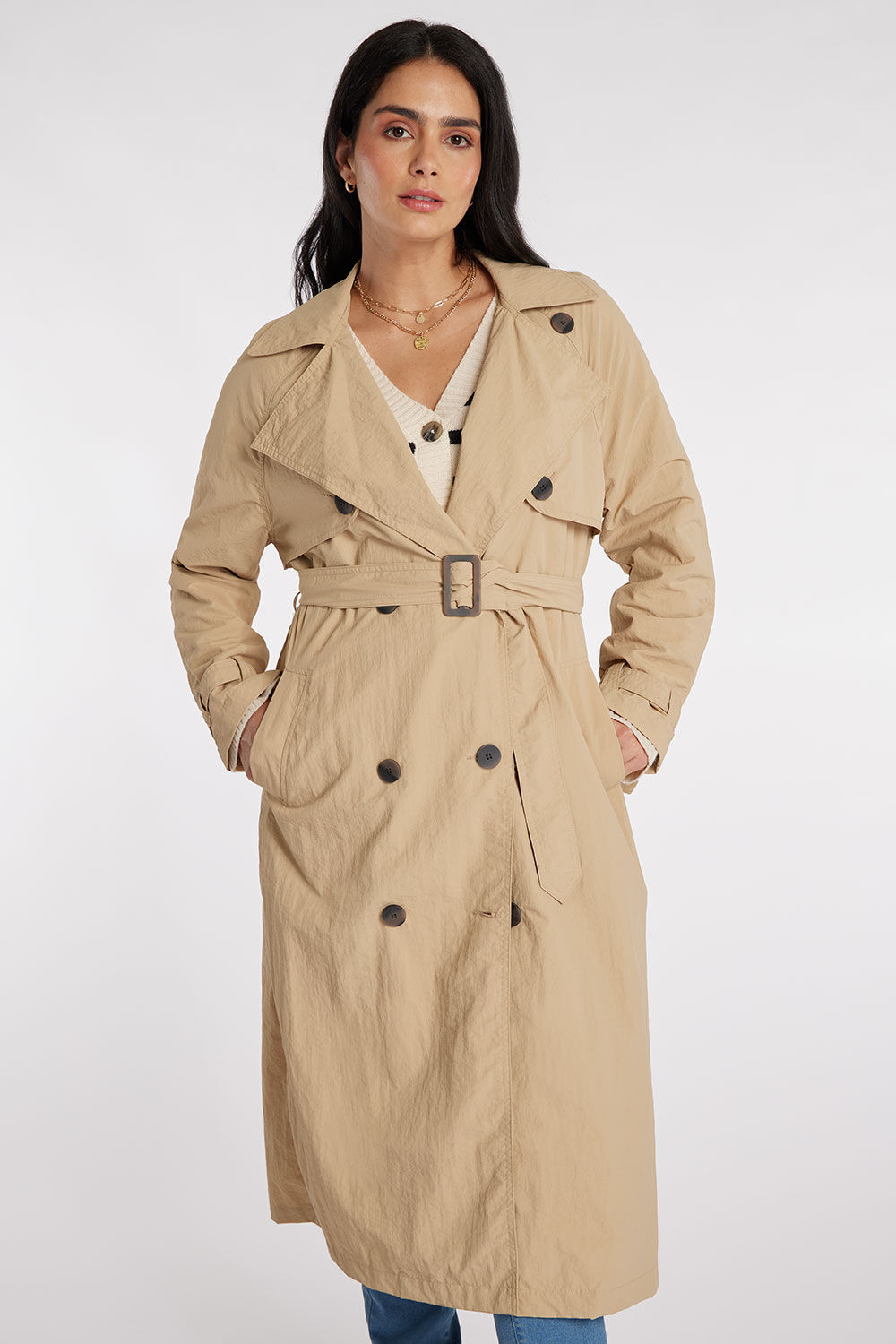 Brave Soul Tan - Trench Style Coat, Size: 10