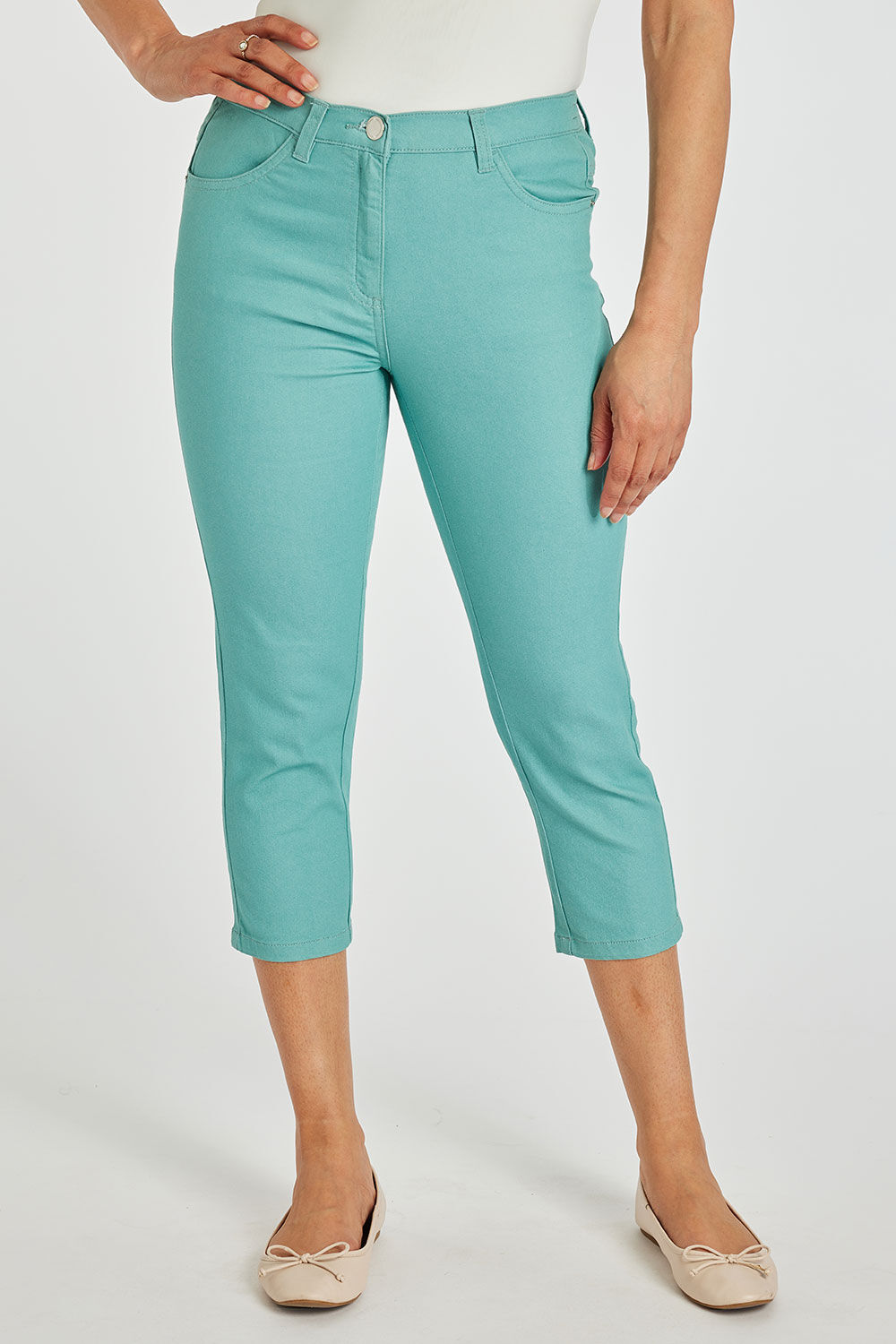 Bonmarche Green The Sara Coloured Cropped Jeans, Size: 24