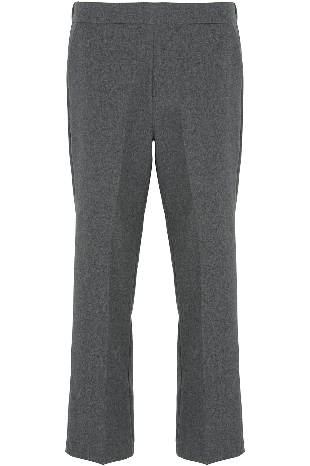 Bonmarche Plain Straight Leg Pull On Trousers - Grey, Size: 14