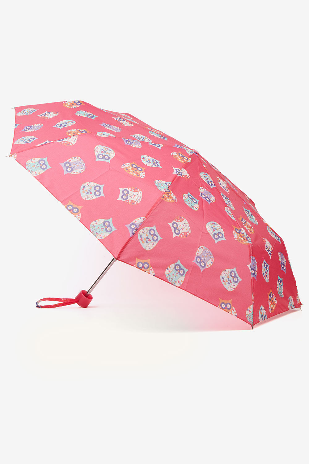 Bonmarche Pink Owl Print Compact Umbrella, Size: One Size