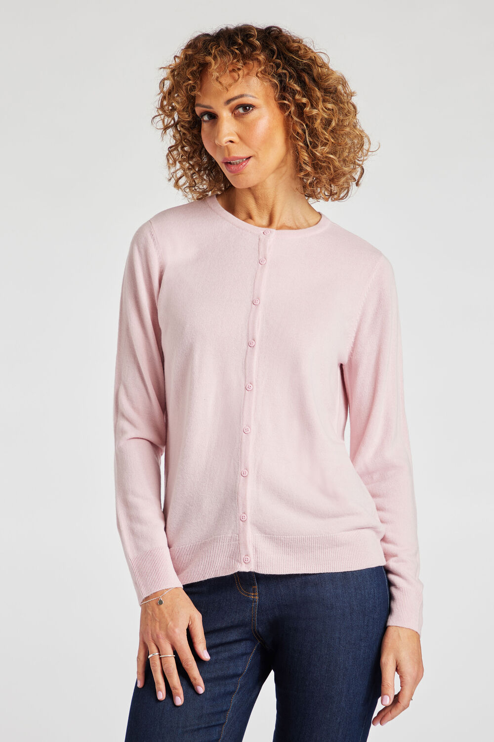 Bonmarche Pink Supersoft Button Front Cardigan, Size: 16