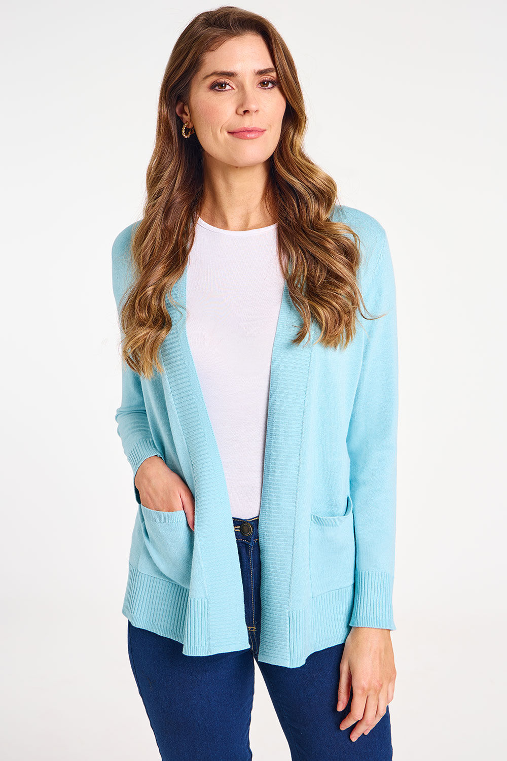 Bonmarche Mint Edge to Edge Cardigan With Pockets, Size: 18