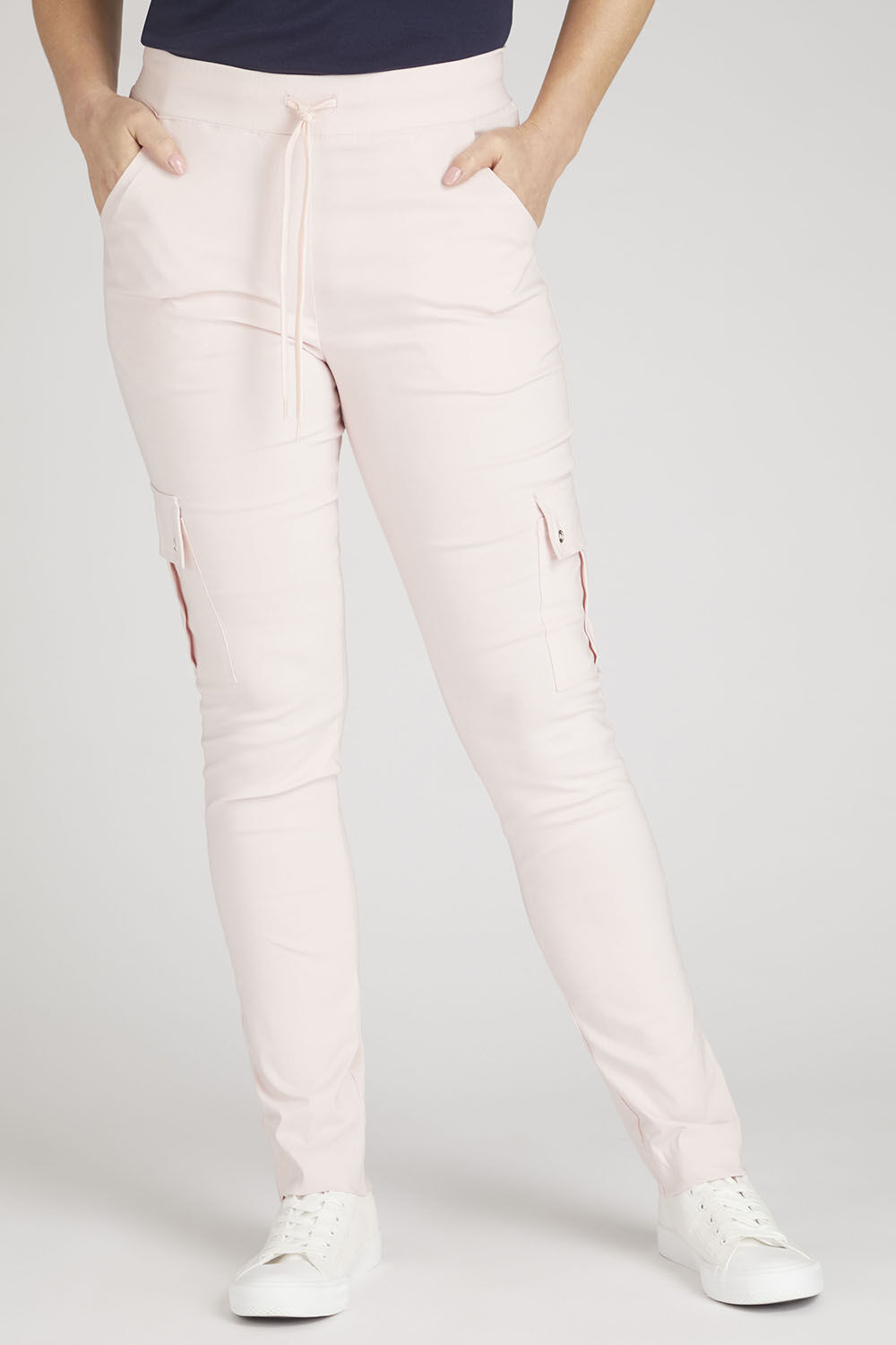 Bonmarche Pale Pink Cargo Pocket Trousers, Size: 28