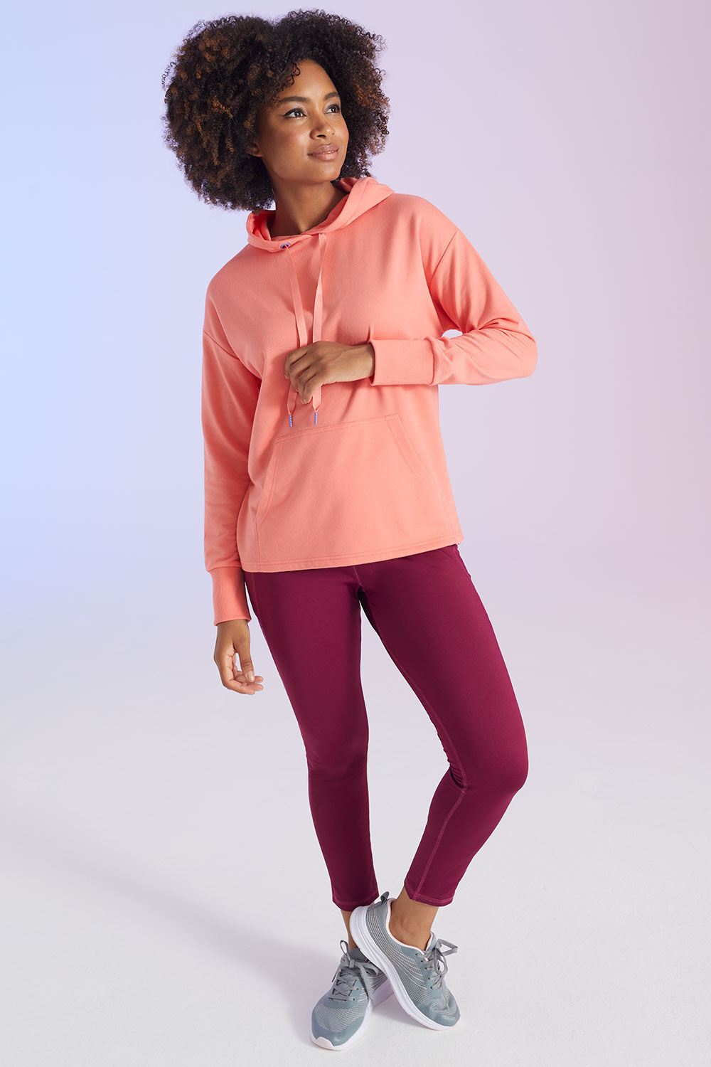 DASH Women’s Light Pink Long Sleeve Plain Hooded Sweatshirt With Pockets, Size: 14