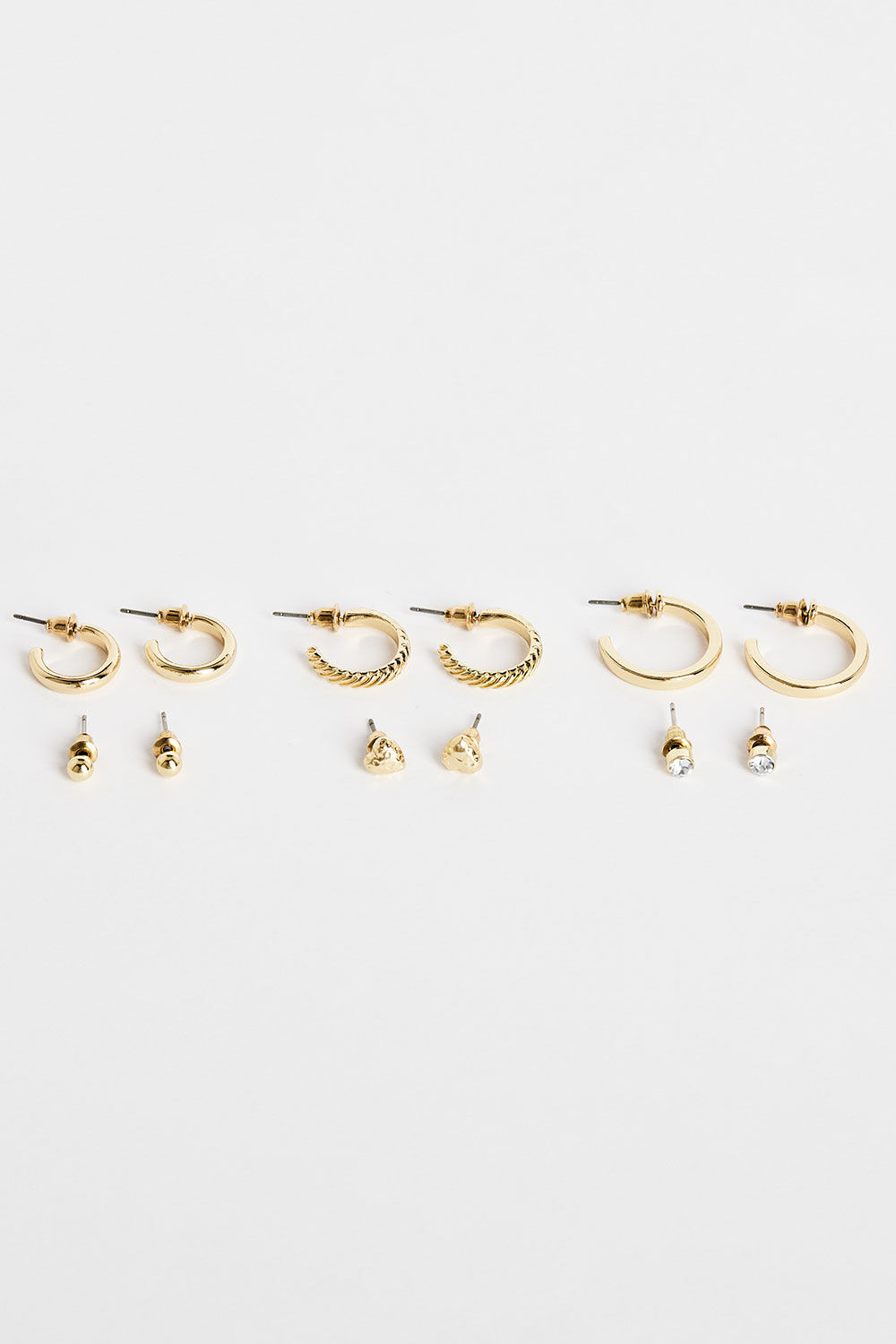 Bonmarche Gold 6 Pack Stud and Hoop Earrings, Size: One Size