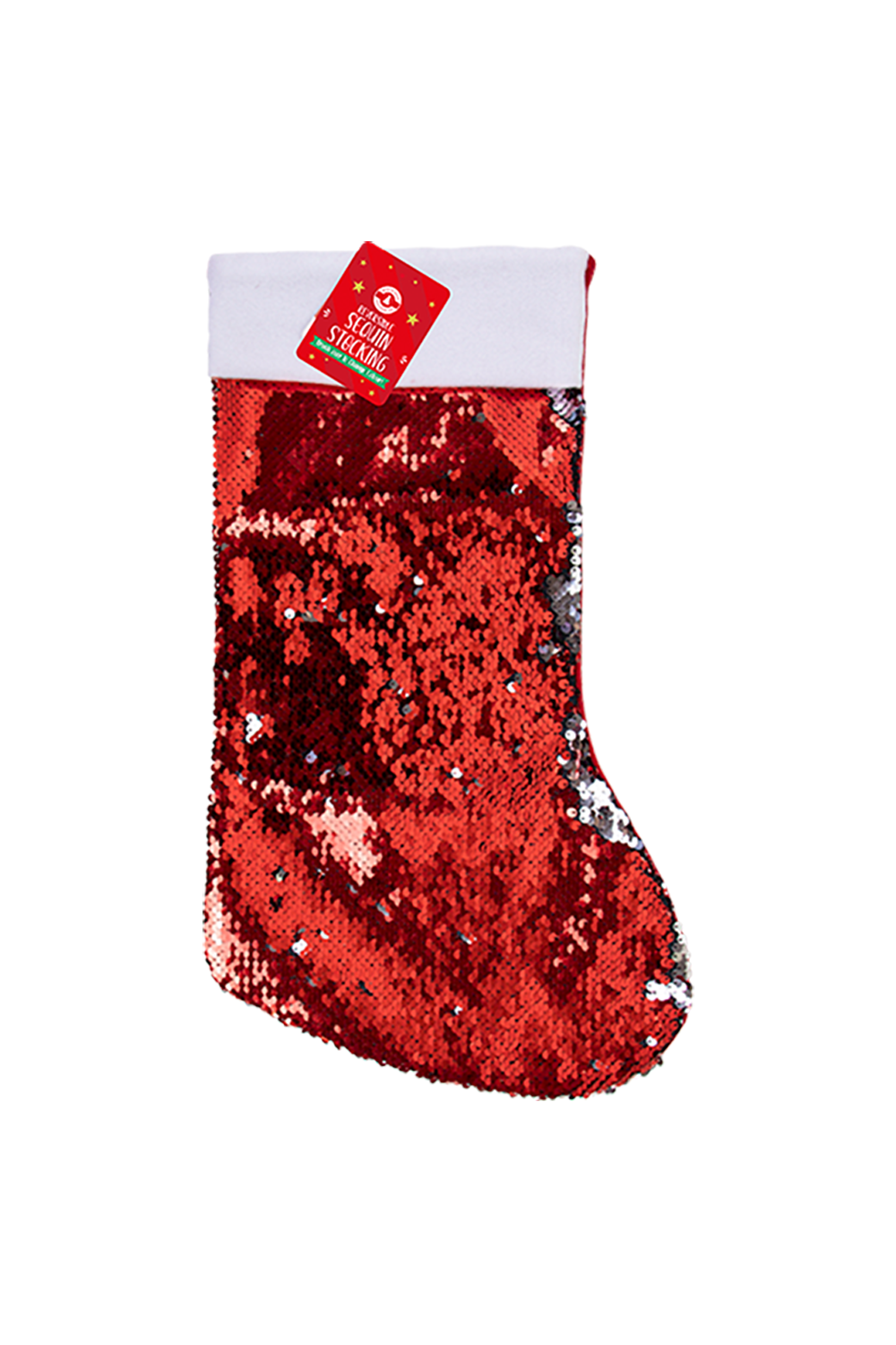 Bonmarche Red Reversible Sequin Stocking, Size: One Size