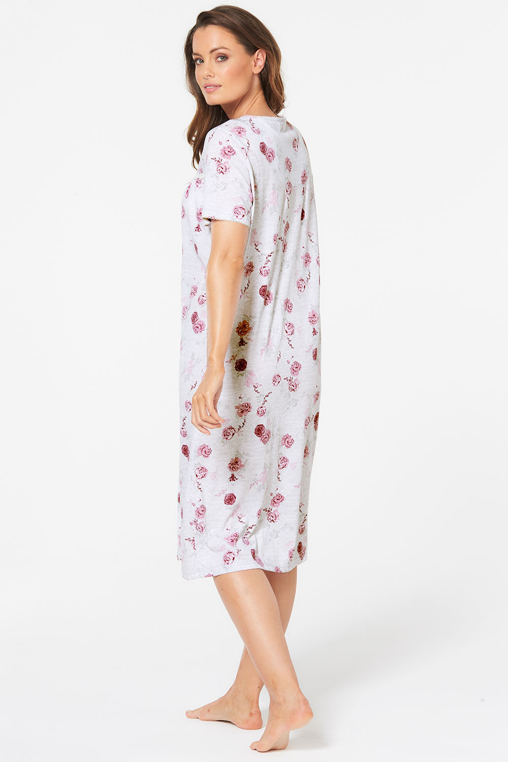 Ladies Button Through Floral Lightweight Nightdress 3 Colours Sizes 10 to 30 