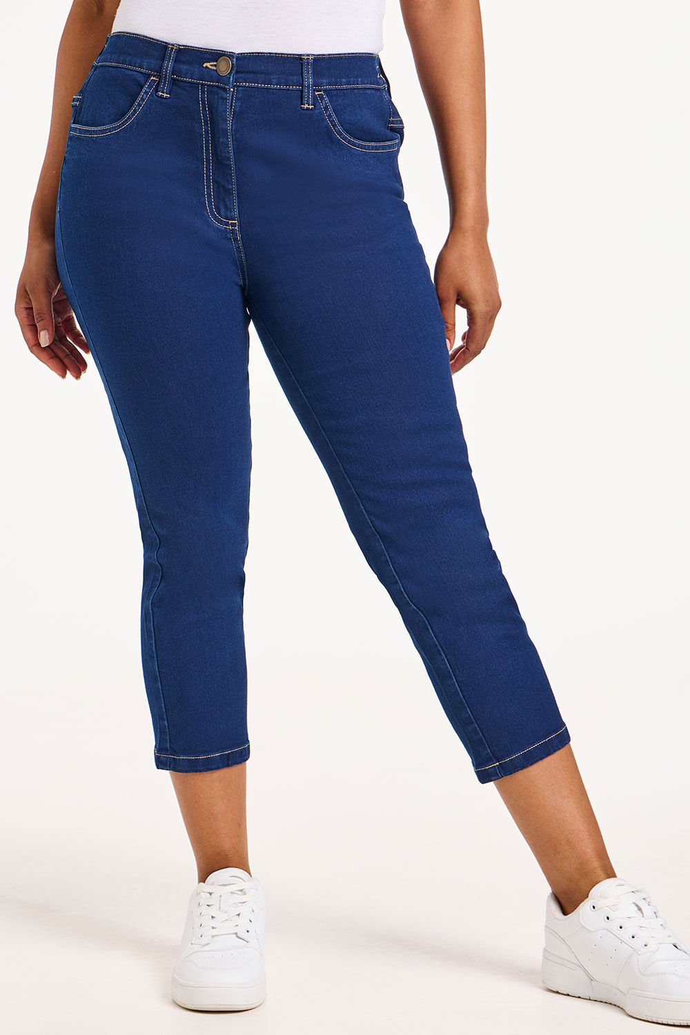 Bonmarche Ink/Denim The Sara Coloured Cropped Jeans, Size: 26