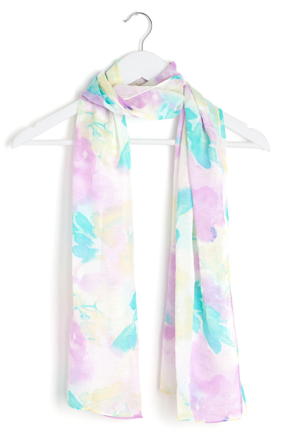 Bonmarche Lilac Floral and Striped Print Scarf