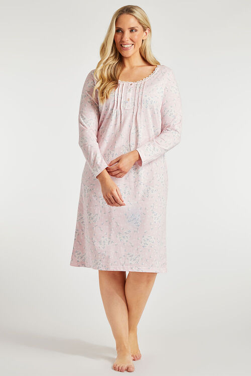Heart Floral Placket Classic Nightdress | Bonmarché