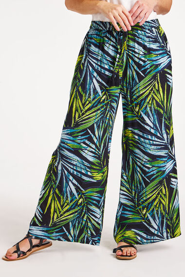 Black Leaf Print Palazzo Trousers - Limited Boutique