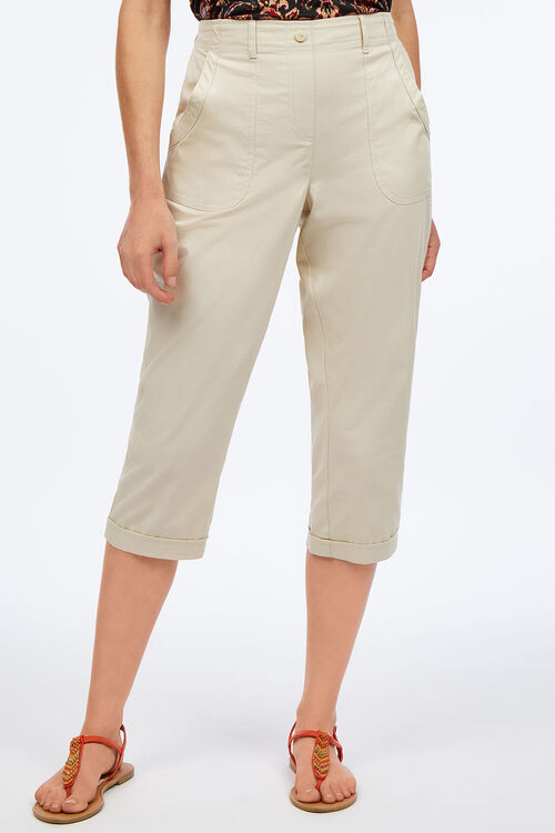 Elastic Back Essential Cropped Trousers