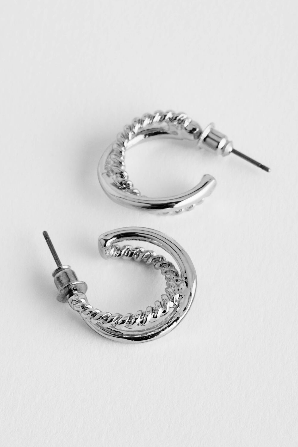 Bonmarche Silver Strand Hoop Earrings, Size: One Size