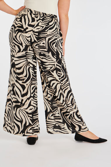 Spliced Zebra Print Wide Leg Trousers | Bonmarché