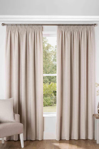 Chenille Natural Pencil Pleat Curtain Pair, How To Pencil Pleat Curtains Attached