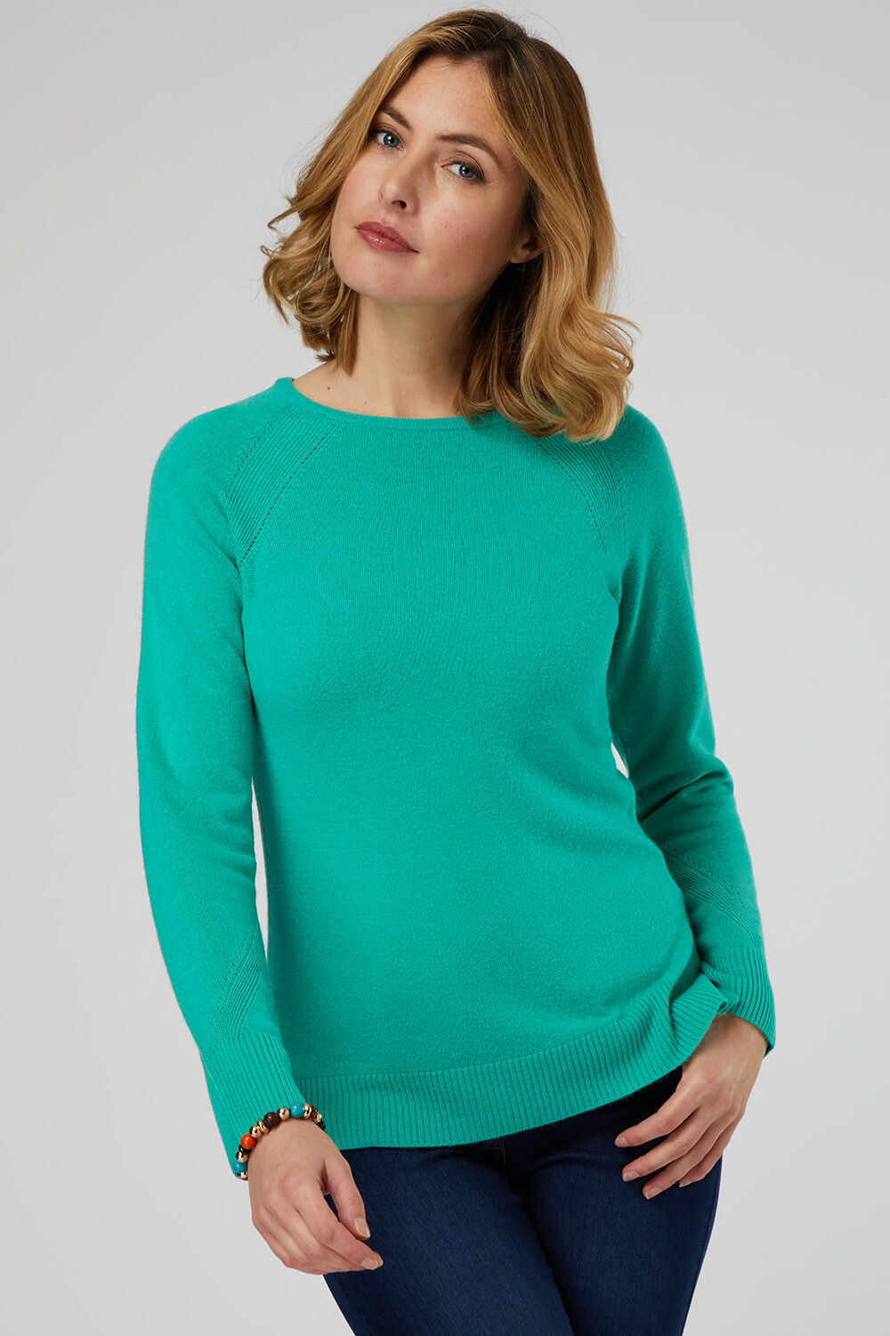 Ex Bon Marche Turquoise Teal High Collar Neck Fine knit Jumper Size S//M//L//XL
