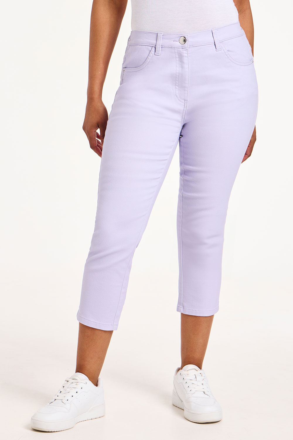 Bonmarche Lilac The Sara Coloured Cropped Jeans, Size: 18