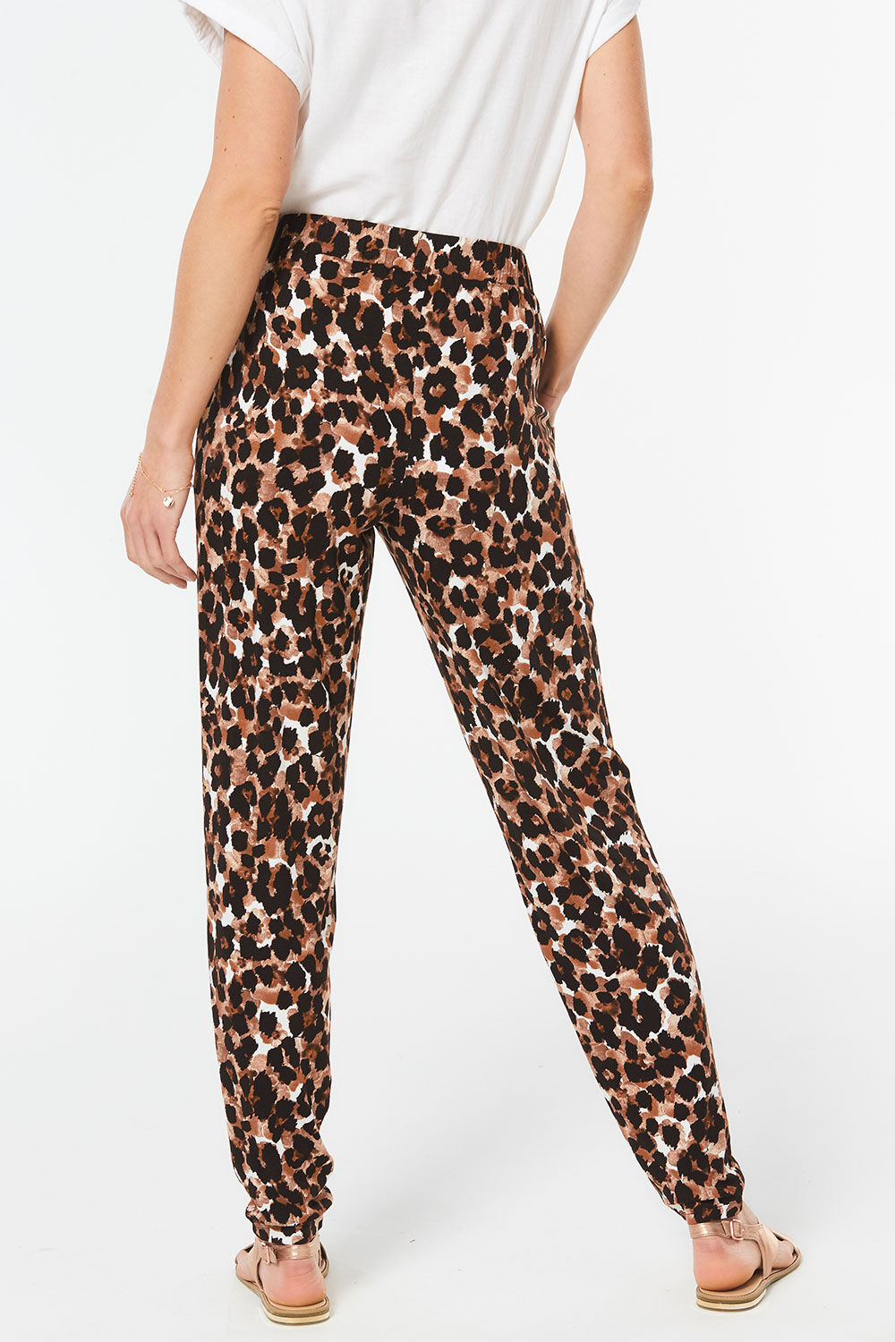 leopard print jersey trousers