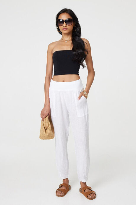 Izabel London – Semi Sheer Relaxed Linen Trousers