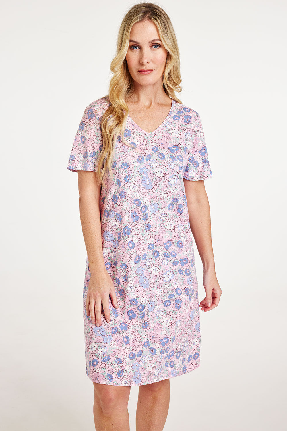 Bonmarche Pink All Over Floral Print Nightdress, Size: 08-10