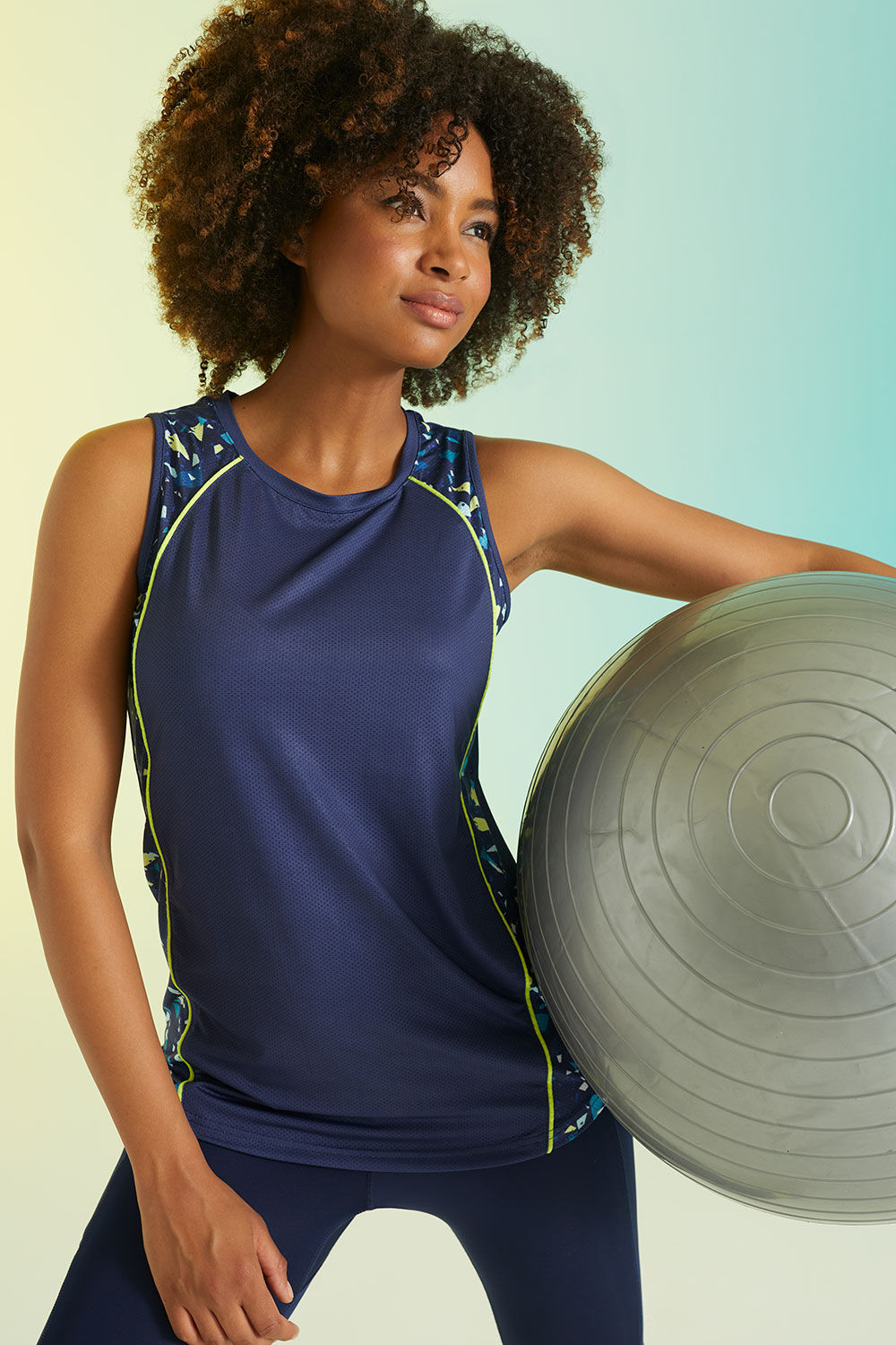 DASH Women’s Navy Blue Mosaic Print Side Panel Vest, Size: 26