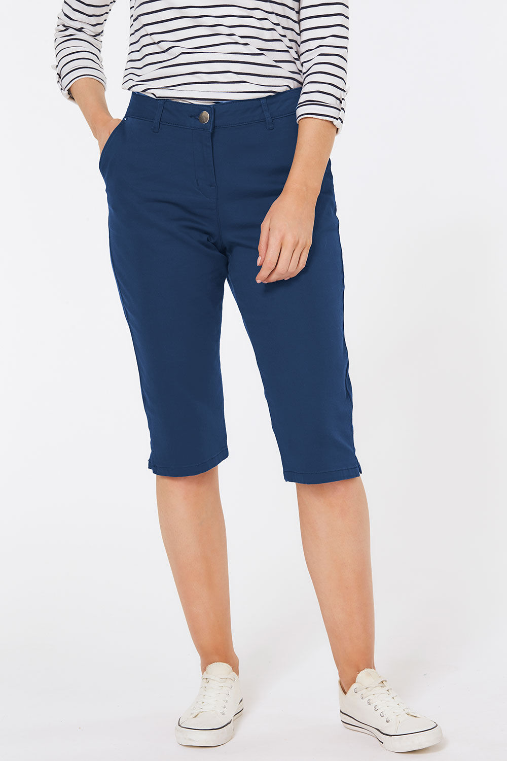 Womens High Waisted Skinny Pedal Pushers Trousers