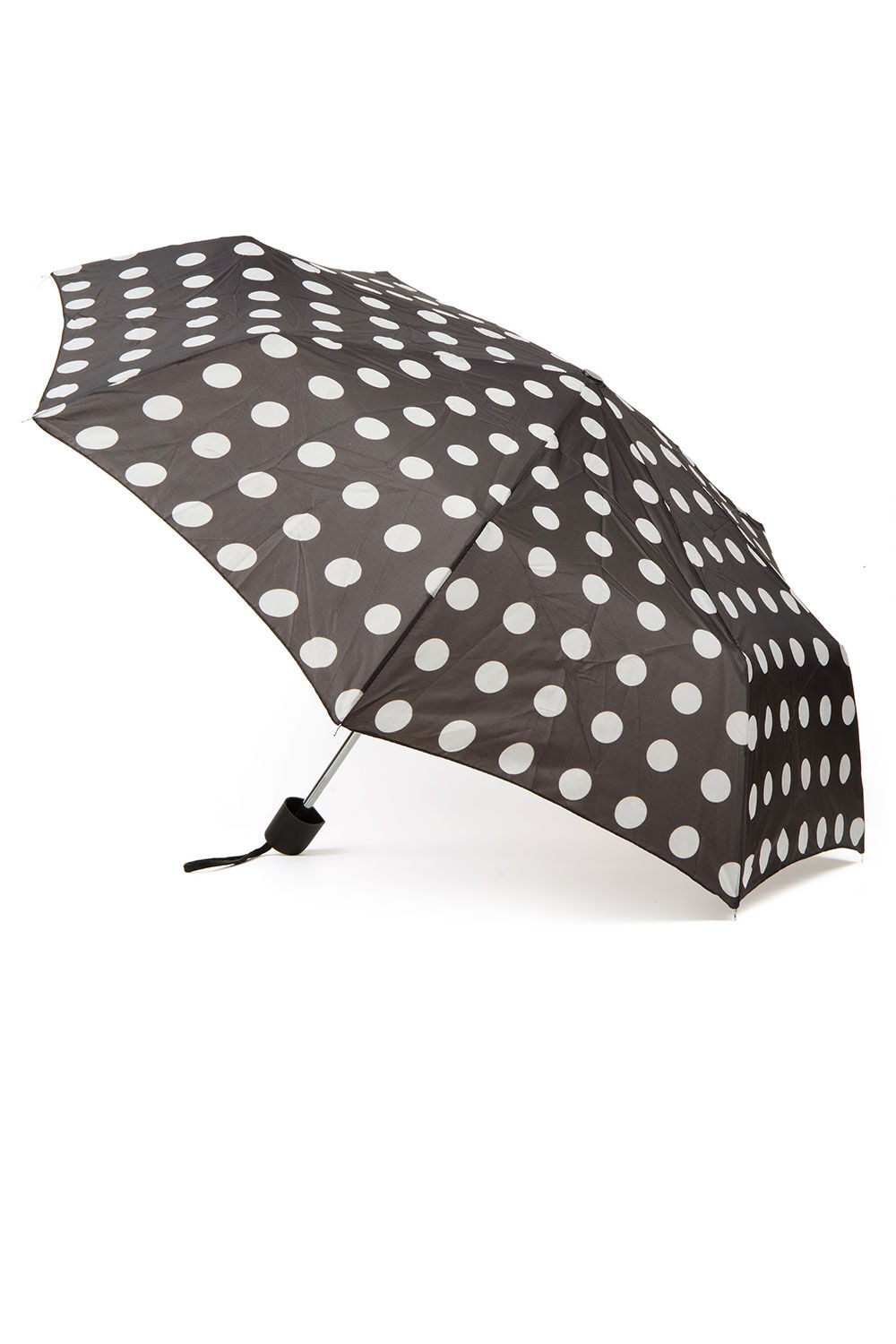 Bonmarche Black Spot Design Umbrella, Size: One Size