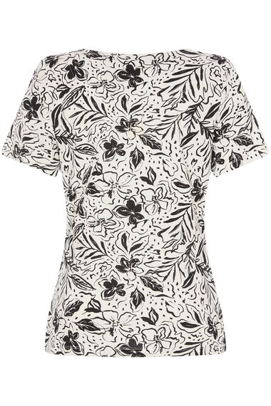 Short Sleeve Tropical Print Square Neck T-Shirt | Bonmarché