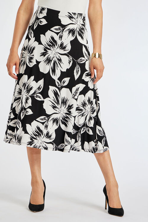 Large Floral Print Jersey Flippy Skirt | Bonmarché