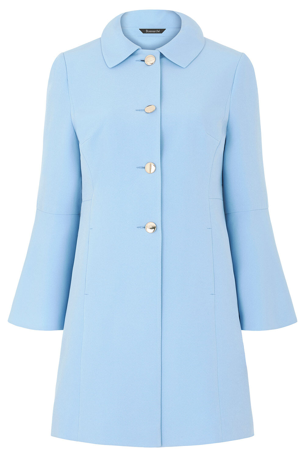 Bonmarche Blue Fluted Sleeve Smart Coat -, Size: 22