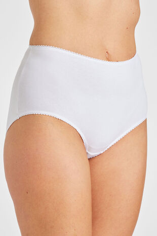 Women's Teri Cotton Full Cut Brief Panties White 4-Pack 