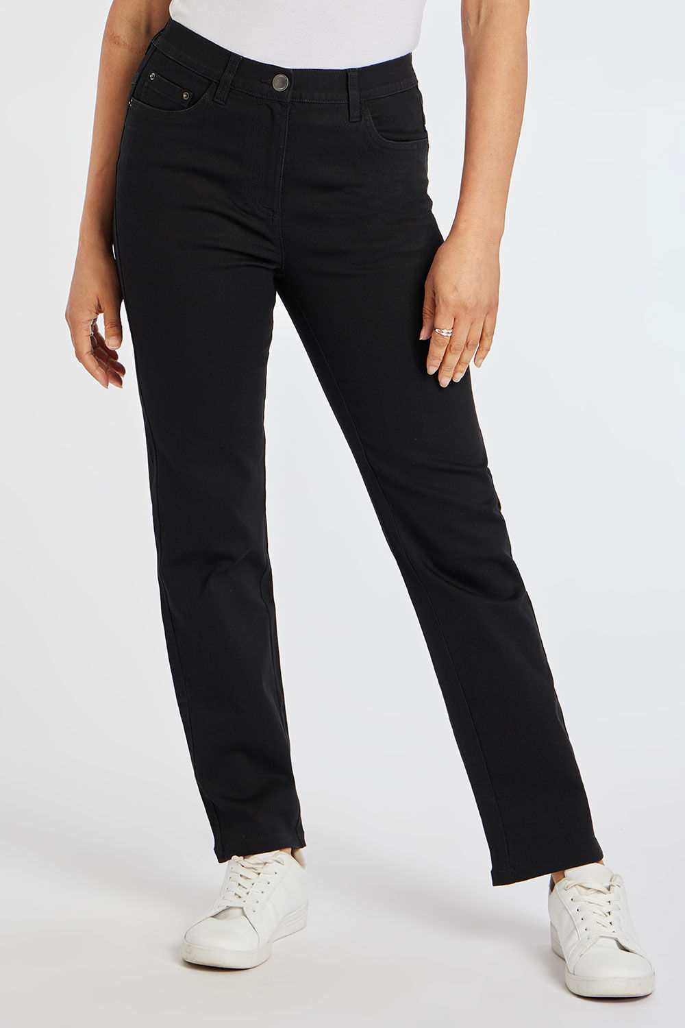 Bonmarche Women’s Black Cotton Casual The SARA Straight Leg Jeans, Size: 10