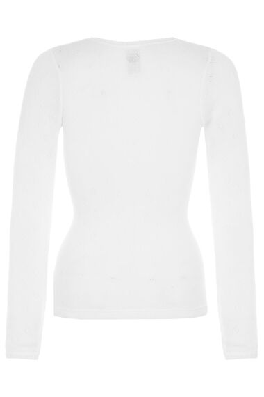 White Pointelle Long Sleeve Thermal Top