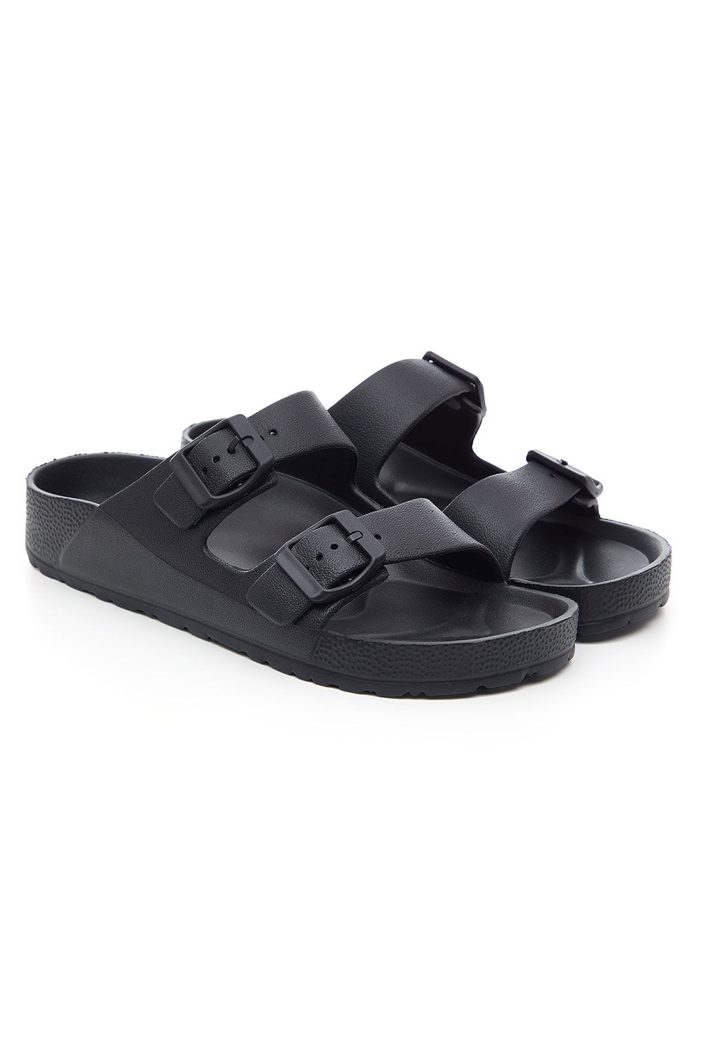 Bonmarche Black Double Buckle Sandals, Size: 7