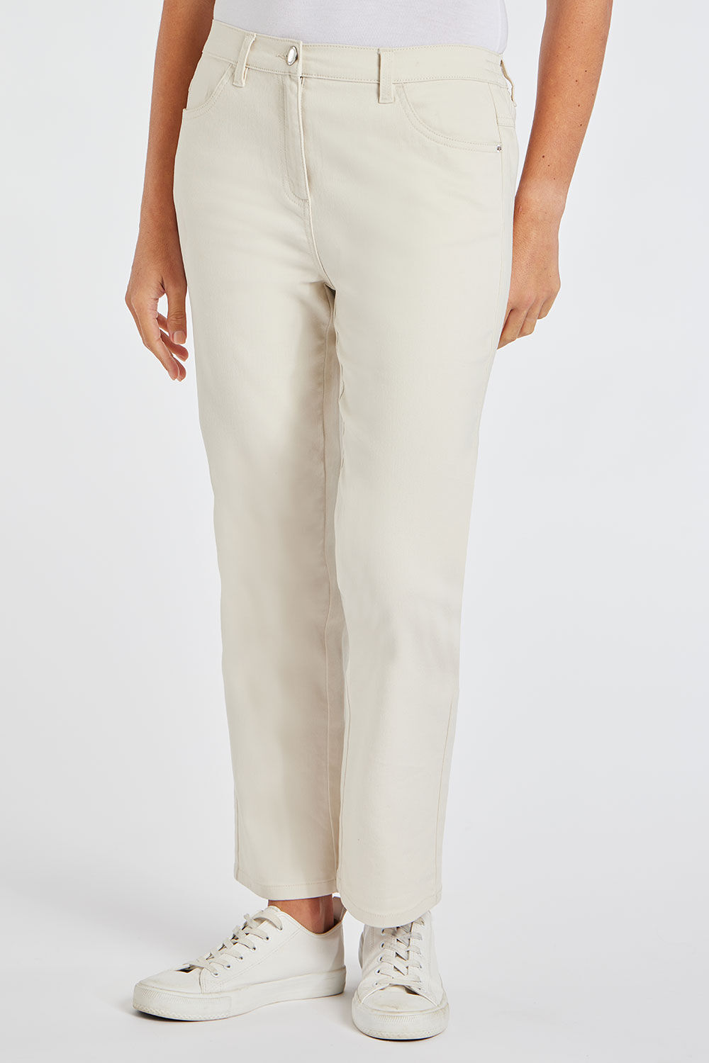 Bonmarche Ivory The Sara Coloured Straight Leg Jeans, Size: 26