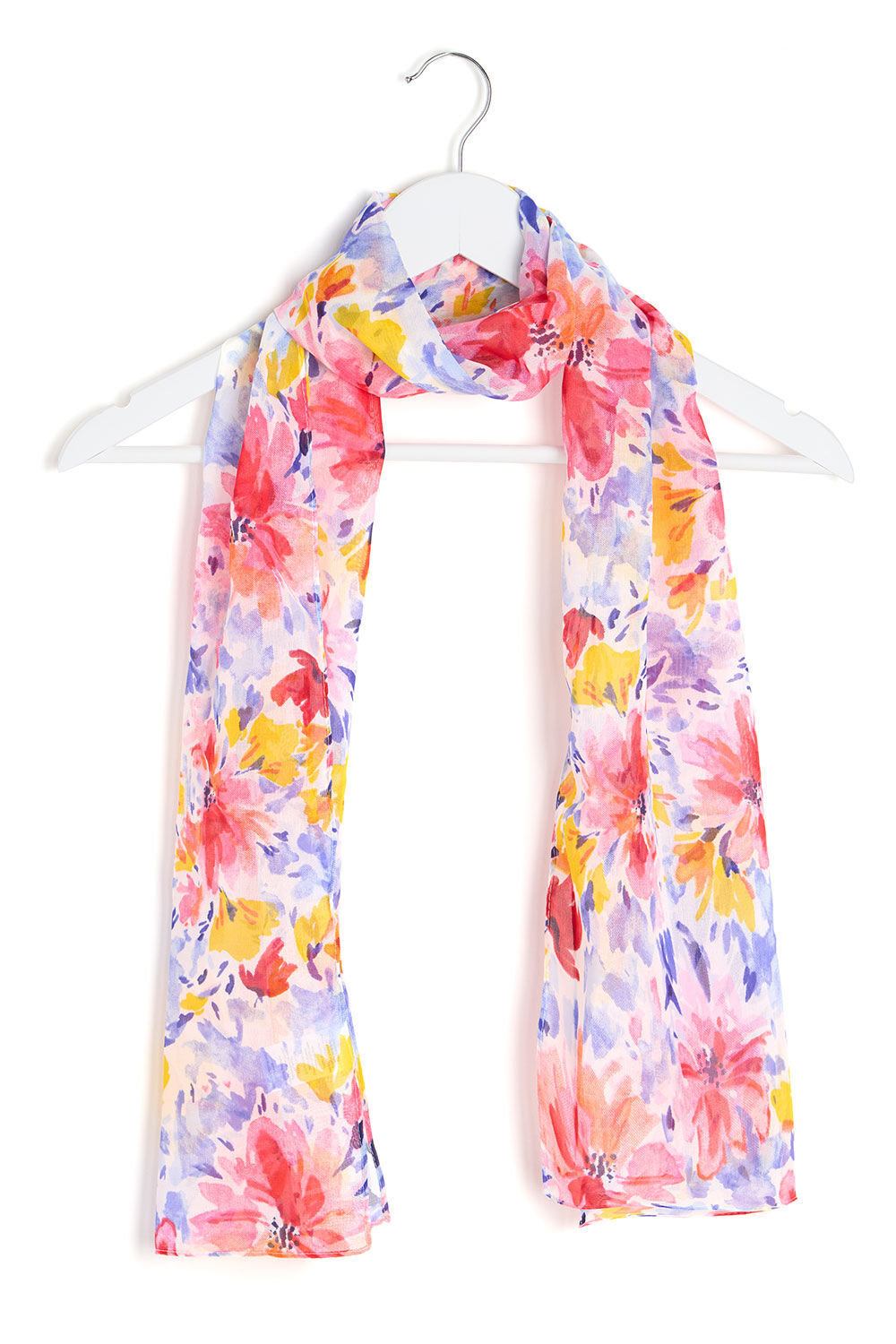 Bonmarche Pink Watercolour Floral Print Lightweight Scarf, Size: One Size