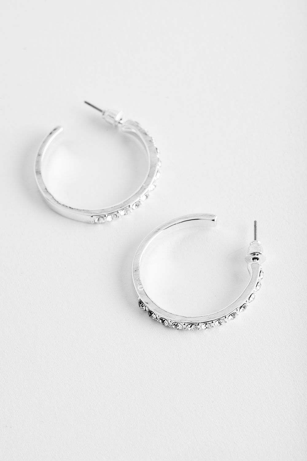 Bonmarche Silver Diamante Hoop Earrings