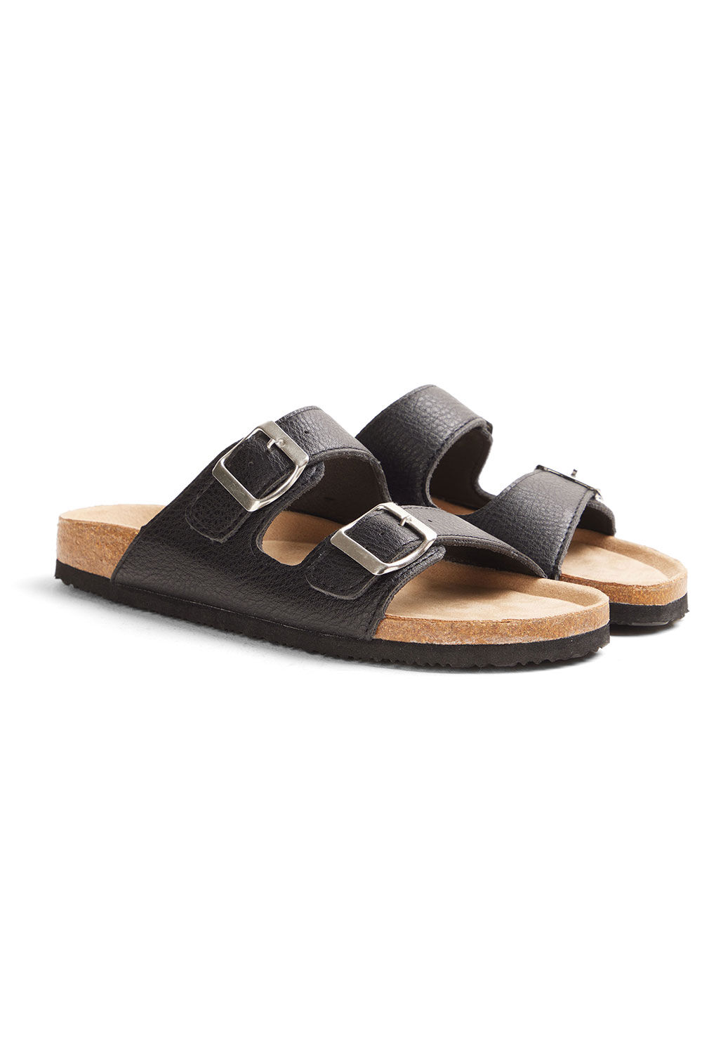 Cushion Walk Black - Double Strap Sandals With Buckle Detail, Size: 3