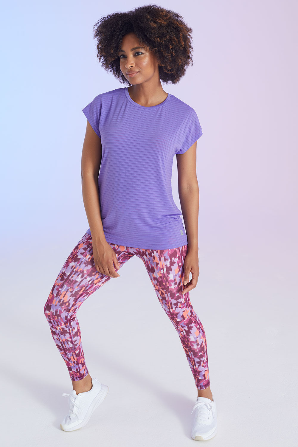 DASH Women’s Purple and Orange Ikat Print Leggings, Size: 18