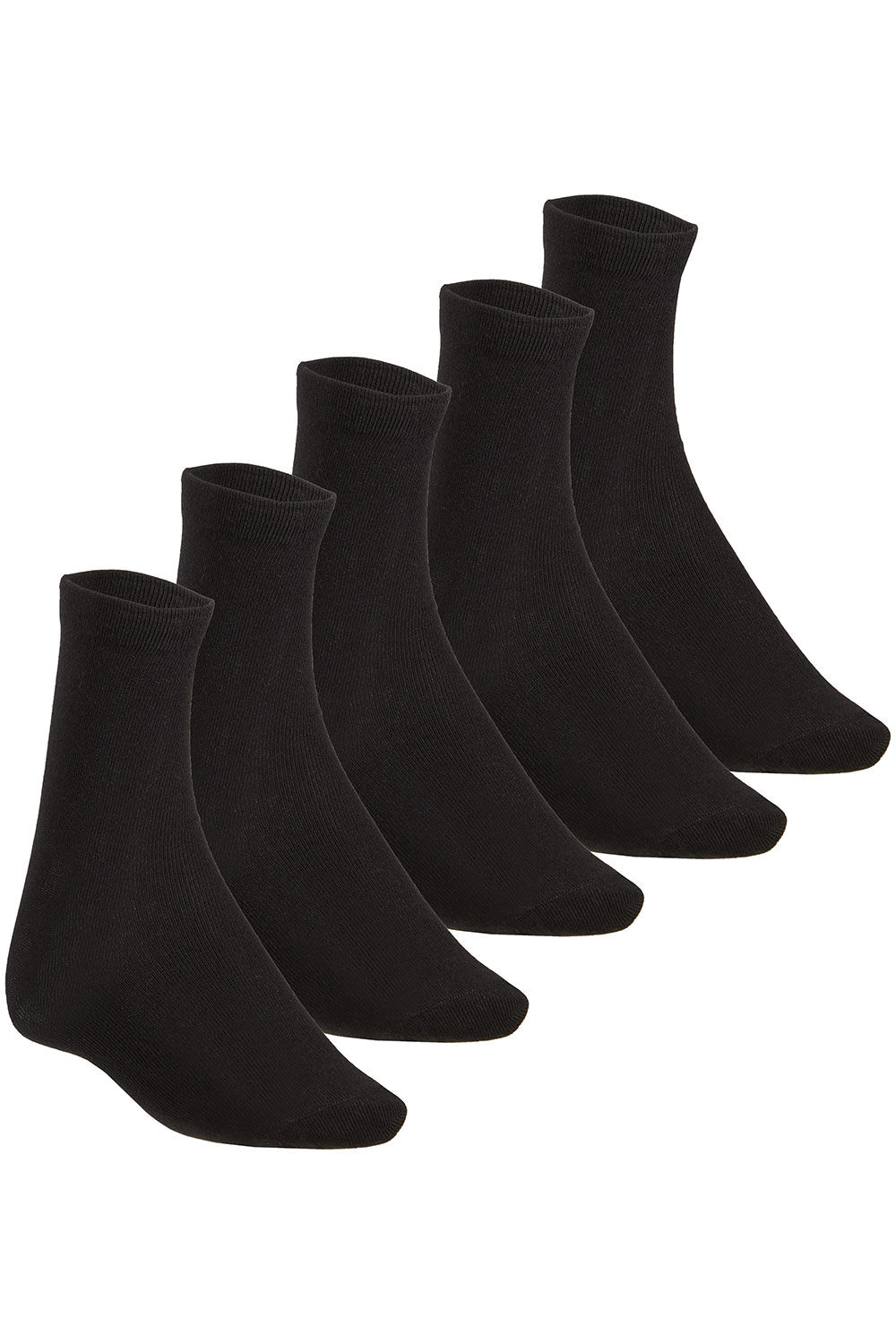 Bonmarche Black 5 Pack Ankle Socks, Size: One Size