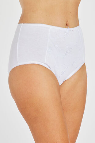 Camille Ladies White Control Briefs Two Pack High Waisted