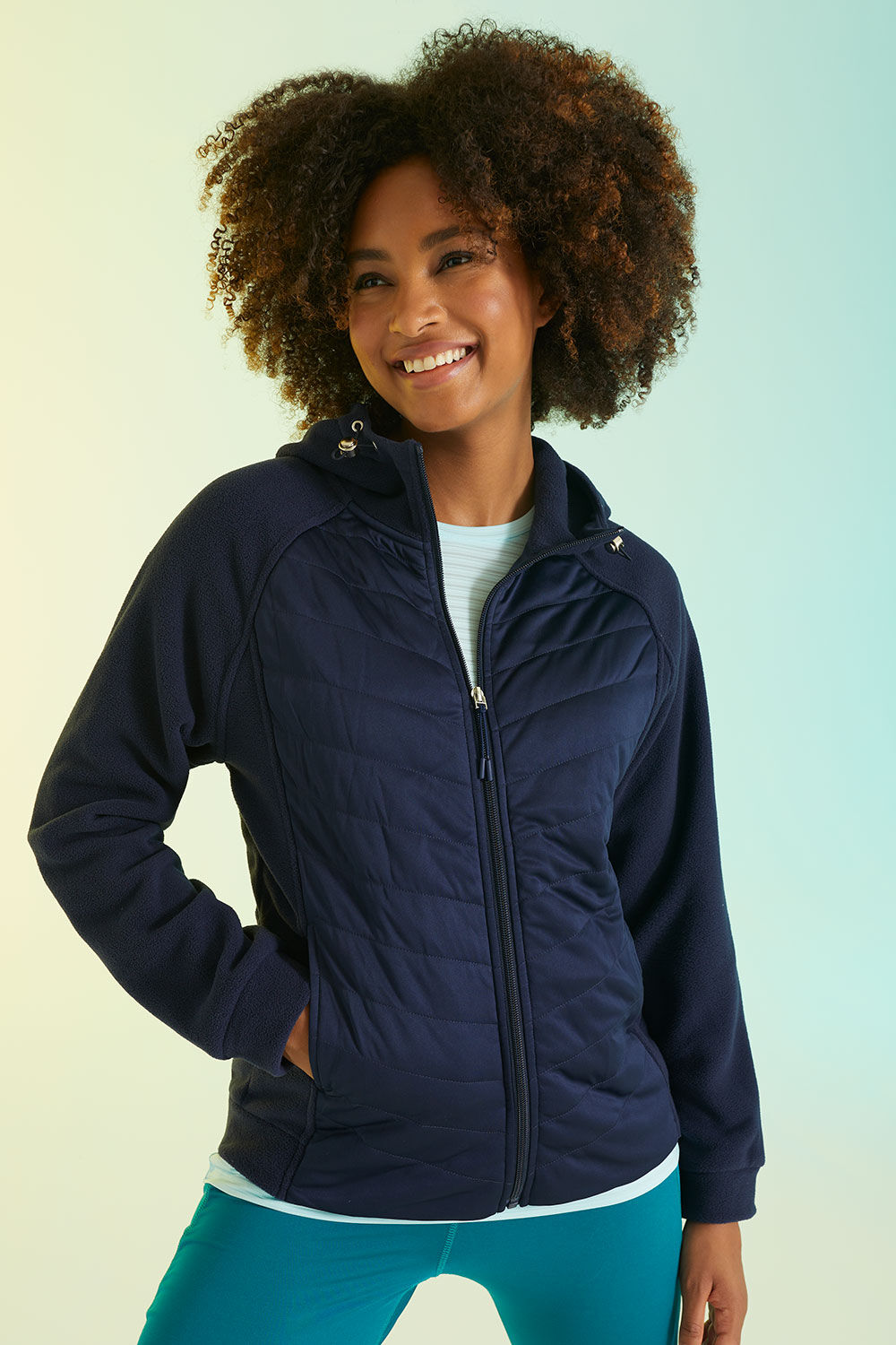 DASH Women’s Navy Blue Long Sleeve Padded Jacket With Hood, Size: 22