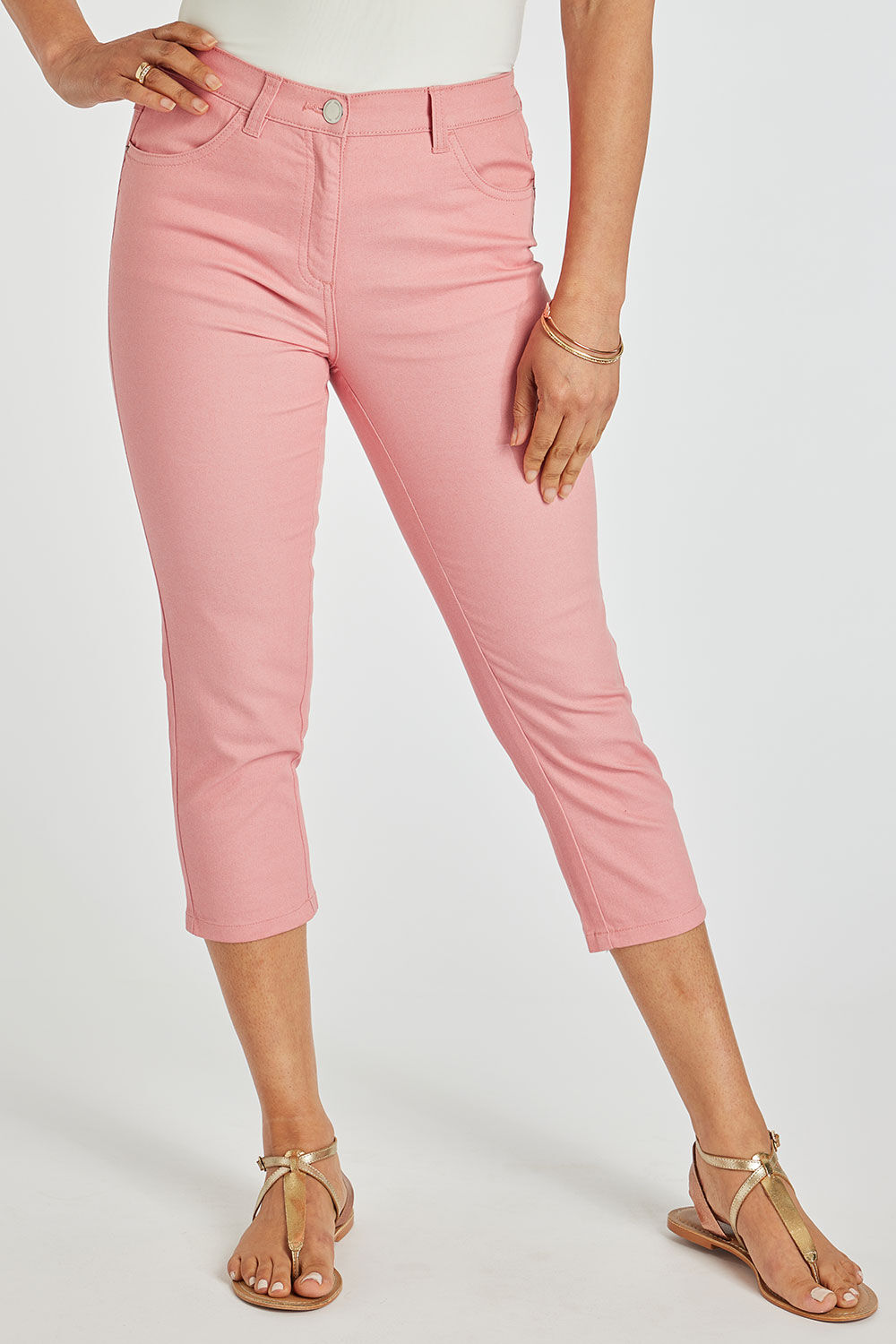 Bonmarche Peach The Sara Coloured Cropped Jeans, Size: 28