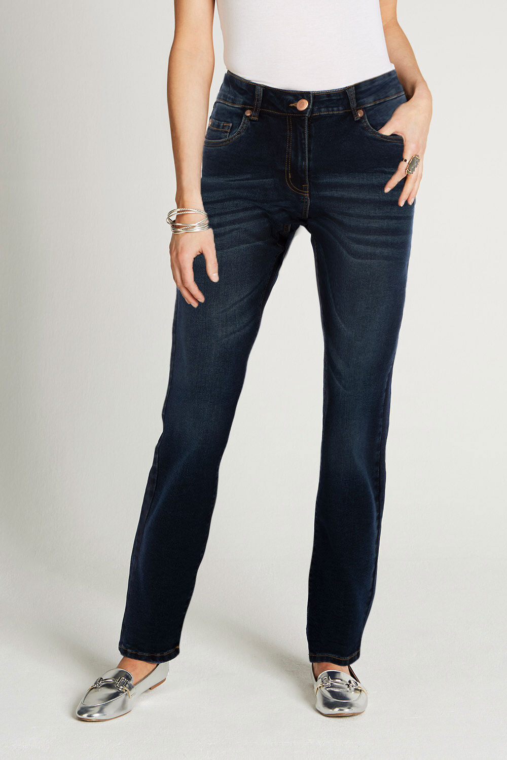 Bonmarche Indigo Premium Slim Leg Jeans, Size: 28