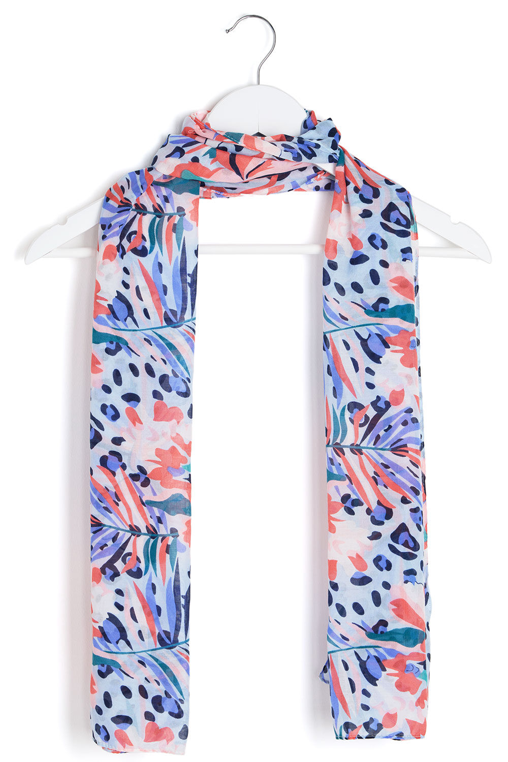Bonmarche Pink Floral and Animal Print Lightweight Scarf, Size: One Size