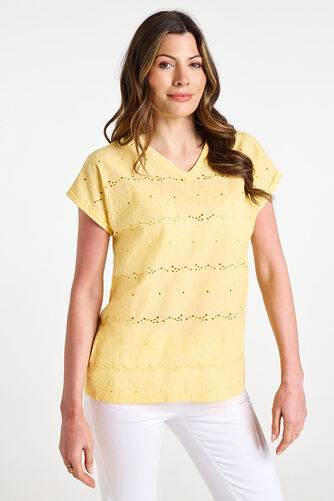 Floral Broderie Front Top