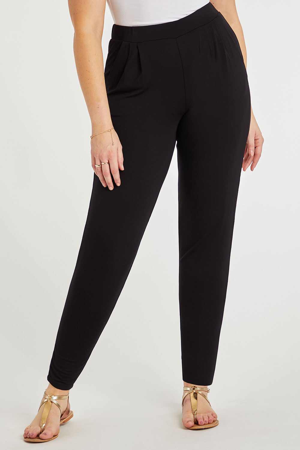Bonmarche Black Plain Jersey Harem Pants, Size: 12