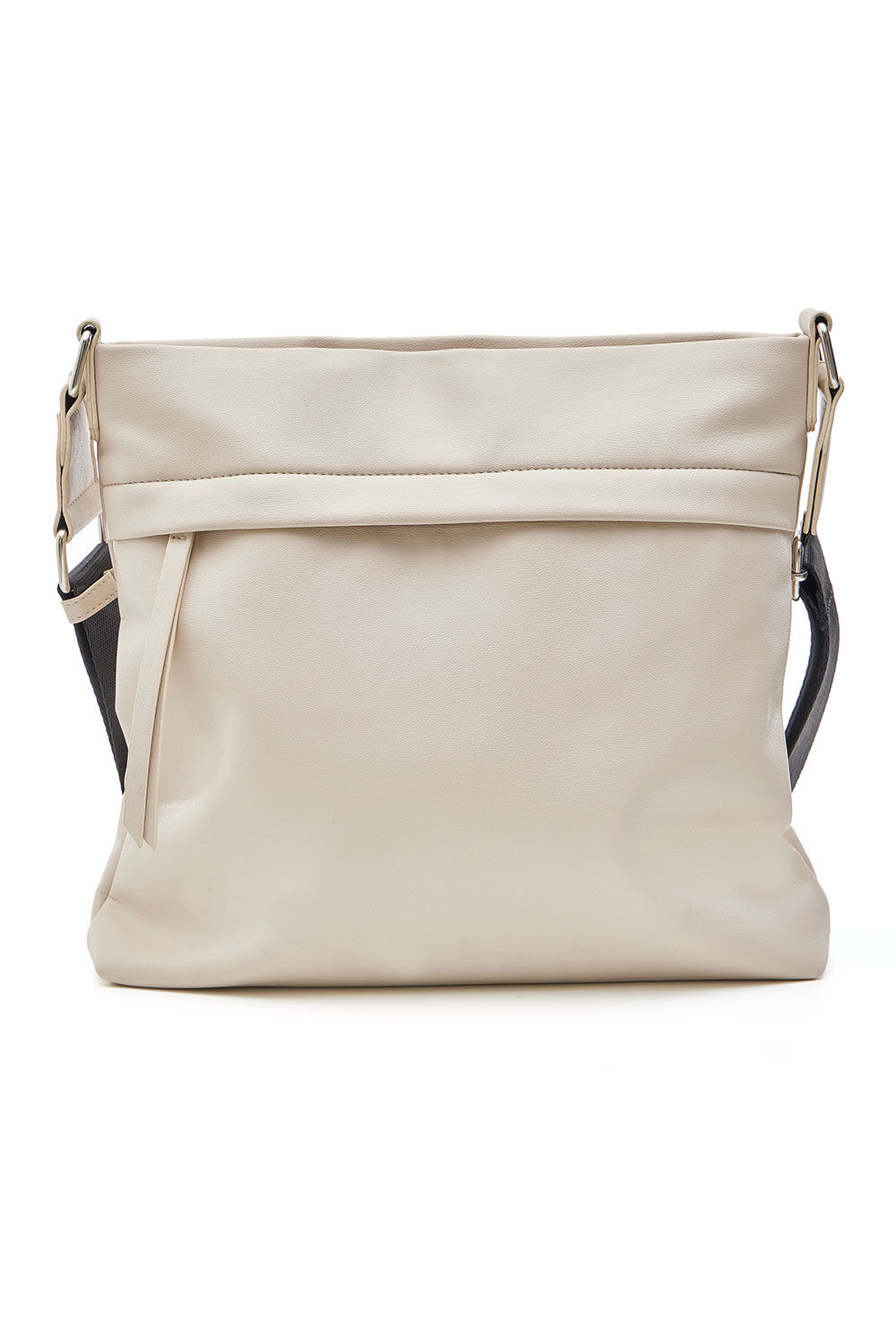 Bonmarche Beige PU Cross Body Bag With Fabric Strap and Zip Detail
