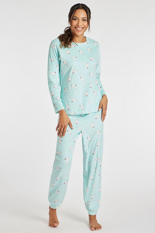 All Over Polar Bear Print Fleece Pyjama Set | Bonmarché
