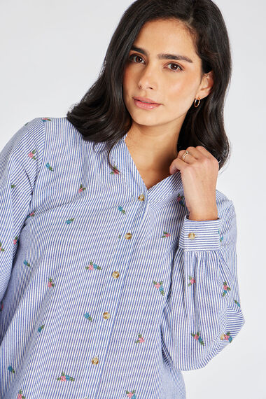 Embroidered Stripe Button Through Shirt | Autonomy